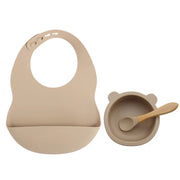 Colorful Silicone Feeding Set for Babies: Bib, Plate, Bowl & Spoon