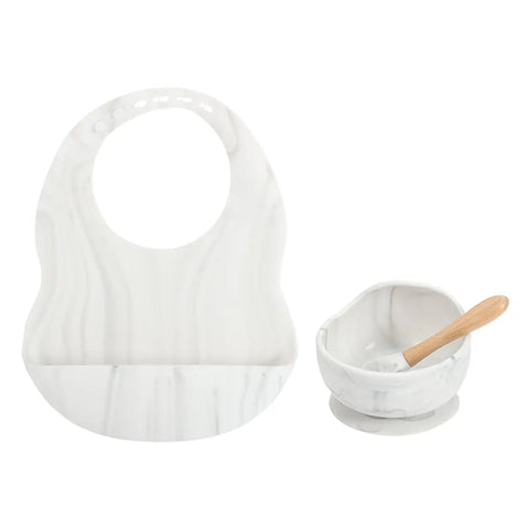 Colorful Silicone Feeding Set for Babies: Bib, Plate, Bowl & Spoon