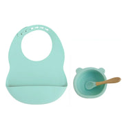 Colorful Silicone Feeding Set for Babies: Bib, Plate, Bowl & Spoon