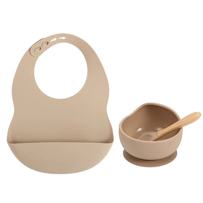 Colorful Silicone Feeding Set for Babies: Bib, Plate, Bowl & Spoon