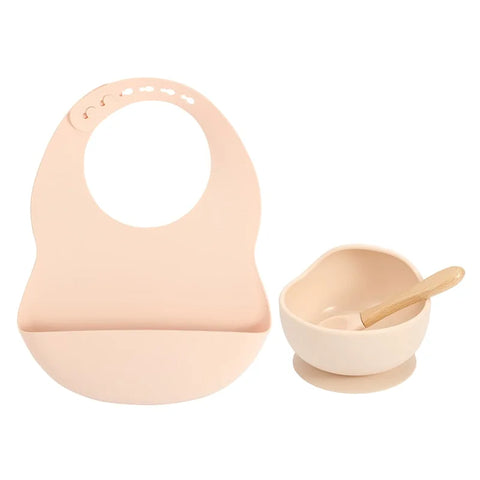 Colorful Silicone Feeding Set for Babies: Bib, Plate, Bowl & Spoon