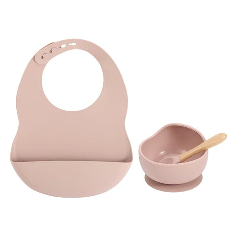 Colorful Silicone Feeding Set for Babies: Bib, Plate, Bowl & Spoon