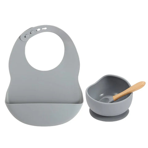 Colorful Silicone Feeding Set for Babies: Bib, Plate, Bowl & Spoon