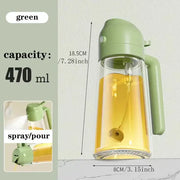 "Kitchen oil spray bottle for even and controlled oil distribution, perfect for cooking with less mess and waste."
