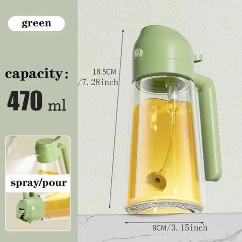 "Kitchen oil spray bottle for even and controlled oil distribution, perfect for cooking with less mess and waste."
