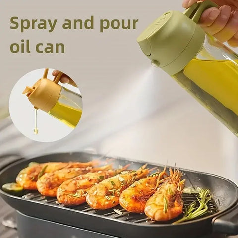 "Kitchen oil spray bottle for even and controlled oil distribution, perfect for cooking with less mess and waste."

