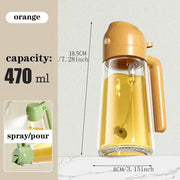 "Kitchen oil spray bottle for even and controlled oil distribution, perfect for cooking with less mess and waste."
