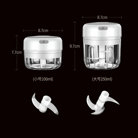 "Mini USB wireless electric garlic masher for quick and effortless garlic mashing, compact and rechargeable for easy kitchen use."

