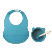 Colorful Silicone Feeding Set for Babies: Bib, Plate, Bowl & Spoon