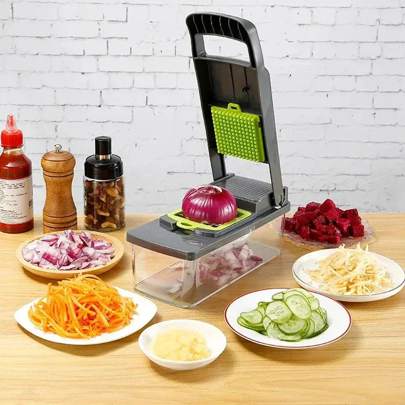 "Multifunctional vegetable chopper handle for easy slicing, dicing, and chopping of vegetables, designed for quick and efficient meal prep."

