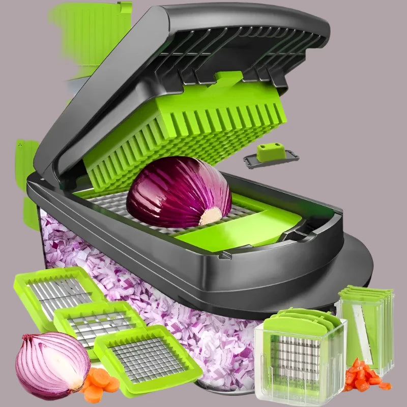 "Multifunctional vegetable chopper handle for easy slicing, dicing, and chopping of vegetables, designed for quick and efficient meal prep."

