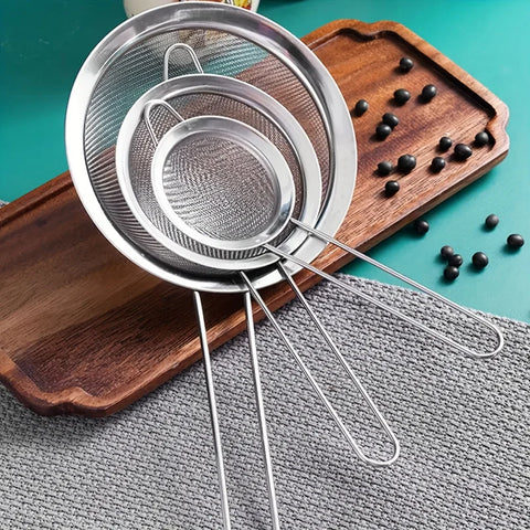 stainless steel sieve with handle Fine Mesh Strainer Stainless Steel Oil Filter Flour Colander Sieve Juice Sugar Frying Strainer
