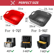 Large Air Fryer Silicone Basket Tray Pot Square Non-stick Airfryer Baking Mold Liner Bpa Free Kitchen Cooking Accessories