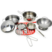 Kitchen Pretend Play Accessories Toys with Stainless Steel Cookware Pots and Pans Set,Cooking Utensils, Gifts Learning Tool