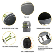 Ultralight Camping Pots Cookware Set Portable Outdoor Camp Cooking Tableware for Hiking Trekking Picnic Fishing Mountaineering