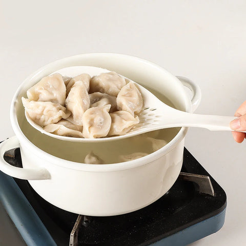 Home Kitchen Leaky Spoon Large Multi-Purpose Fishing Noodle Long Handle Non-Slip Round Strainer Drainer Eco-Friendly