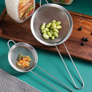 stainless steel sieve with handle Fine Mesh Strainer Stainless Steel Oil Filter Flour Colander Sieve Juice Sugar Frying Strainer