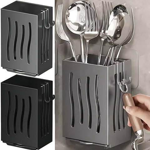 Multifunctional Kitchen Utensil Storage Rack Chopstick Draining Holder Wall-Mounted Freestanding Cutlery Tableware Organizer Box