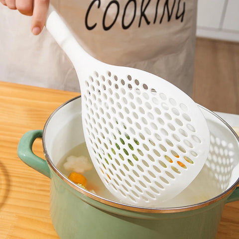 Home Kitchen Leaky Spoon Large Multi-Purpose Fishing Noodle Long Handle Non-Slip Round Strainer Drainer Eco-Friendly