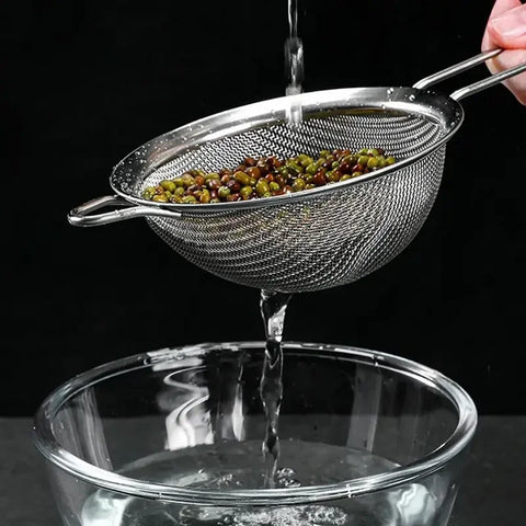 stainless steel sieve with handle Fine Mesh Strainer Stainless Steel Oil Filter Flour Colander Sieve Juice Sugar Frying Strainer