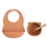 Colorful Silicone Feeding Set for Babies: Bib, Plate, Bowl & Spoon