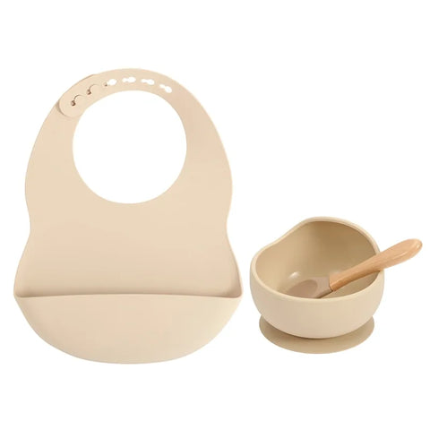 Colorful Silicone Feeding Set for Babies: Bib, Plate, Bowl & Spoon