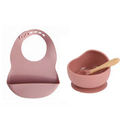Colorful Silicone Feeding Set for Babies: Bib, Plate, Bowl & Spoon