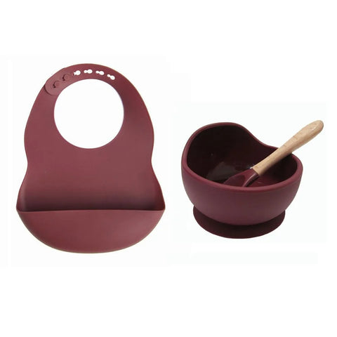Colorful Silicone Feeding Set for Babies: Bib, Plate, Bowl & Spoon
