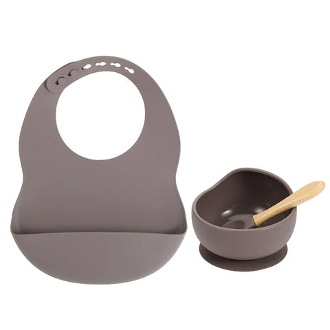 Colorful Silicone Feeding Set for Babies: Bib, Plate, Bowl & Spoon